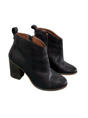 BP Nordstrom Black Leather Ankle Boots Block Heel Size 8.5